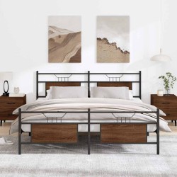 Cadre de lit en métal sans matelas chêne marron 183x213 cm 