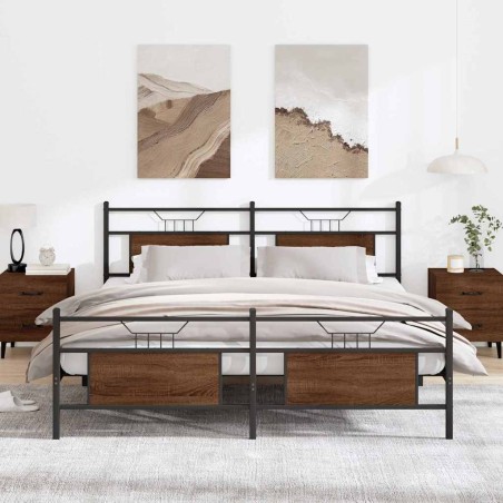 Cadre de lit en métal sans matelas chêne marron 183x213 cm 