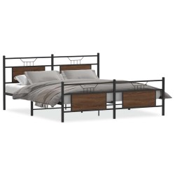 Cadre de lit en métal sans matelas chêne marron 183x213 cm 