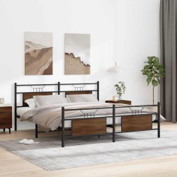 Cadre de lit en métal sans matelas chêne marron 183x213 cm 