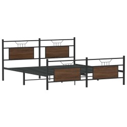 Cadre de lit en métal sans matelas chêne marron 183x213 cm 