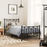 Cadre de lit métal sans matelas avec pied de lit noir 90x190 cm 