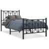 Cadre de lit métal sans matelas avec pied de lit noir 90x190 cm 