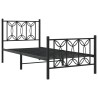 Cadre de lit métal sans matelas avec pied de lit noir 90x190 cm 