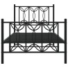 Cadre de lit métal sans matelas avec pied de lit noir 90x190 cm 