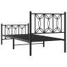 Cadre de lit métal sans matelas avec pied de lit noir 90x190 cm 