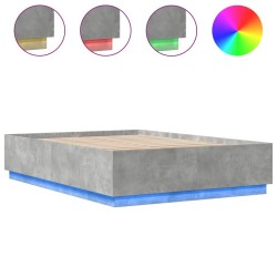 Cadre de lit avec LED sans matelas gris béton 150x200 cm 
