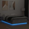 Cadre de lit avec LED sans matelas gris béton 150x200 cm 