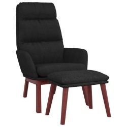 Chaise de relaxation avec tabouret Noir Tissu 
