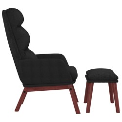 Chaise de relaxation avec tabouret Noir Tissu 