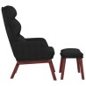 Chaise de relaxation avec tabouret Noir Tissu 