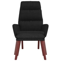 Chaise de relaxation avec tabouret Noir Tissu 