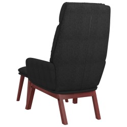 Chaise de relaxation avec tabouret Noir Tissu 