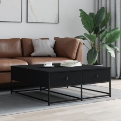 Table basse noir 100x99x40 cm bois d'ingénierie 