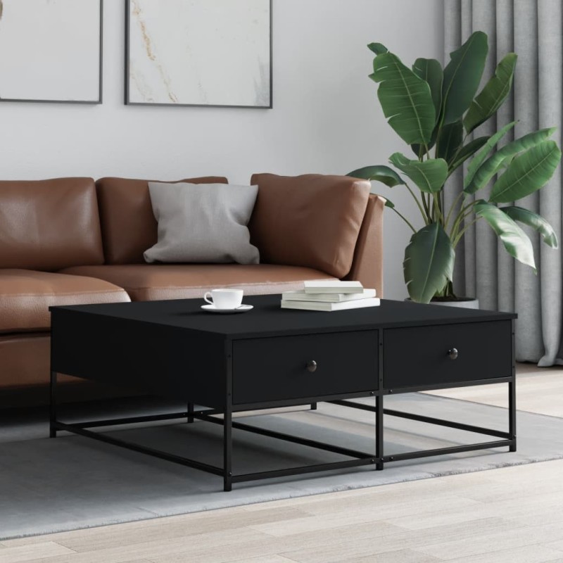 Table basse noir 100x99x40 cm bois d'ingénierie Table basse noir 100x99x40 cm bois d'ingénierie