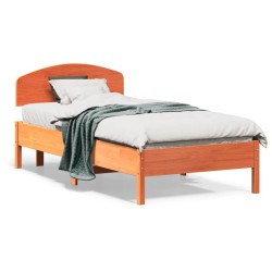 Cadre de lit sans matelas cire marron 90x190 cm bois pin massif 