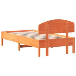Cadre de lit sans matelas cire marron 90x190 cm bois pin massif 