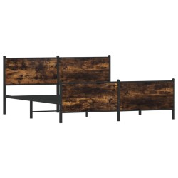 Cadre de lit en métal sans matelas chêne fumé 200x200 cm 