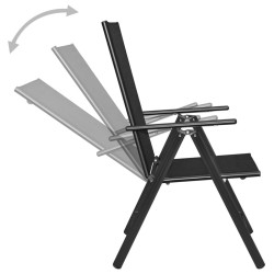 Mobilier de bistro 3 pcs Aluminium et textilène Noir 