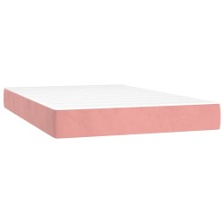 Matelas de lit à ressorts ensachés rose 120x210x20 cm velours 