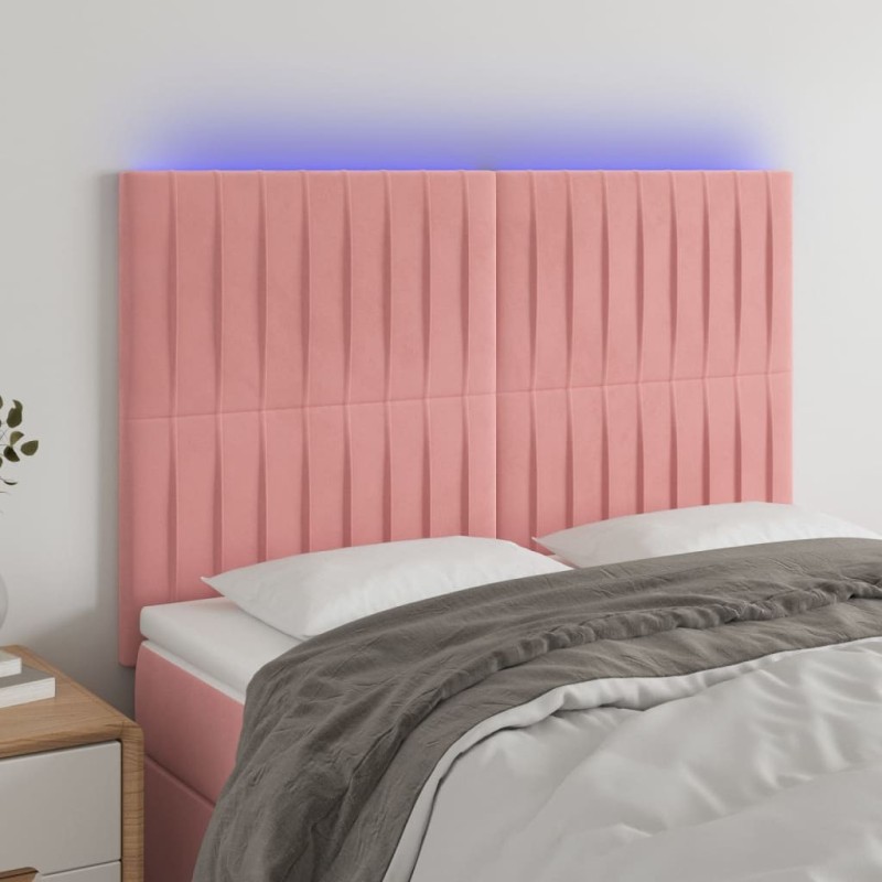 Tête de lit à LED Rose 144x5x118/128 cm Velours 