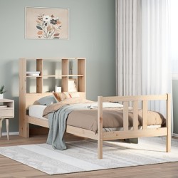 Lit bibliothèque sans matelas 75x190 cm bois de pin massif 