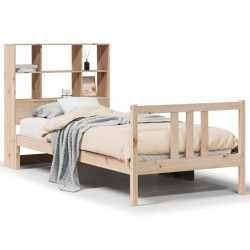 Lit bibliothèque sans matelas 75x190 cm bois de pin massif 