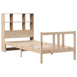 Lit bibliothèque sans matelas 75x190 cm bois de pin massif 