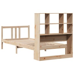 Lit bibliothèque sans matelas 75x190 cm bois de pin massif 