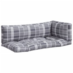 Coussins de palette lot de 3 motif à carreaux gris tissu 