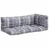 Coussins de palette lot de 3 motif à carreaux gris tissu 