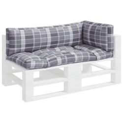 Coussins de palette lot de 3 motif à carreaux gris tissu 