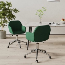 Chaises pivotantes à manger lot de 2 vert foncé tissu 