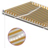 Auvent manuel rétractable avec LED 3,5x2,5 m Jaune et blanc 