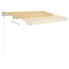 Auvent manuel rétractable avec LED 3,5x2,5 m Jaune et blanc 