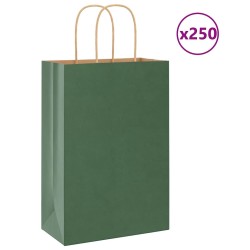 Sacs en papier 250 pcs avec poignées vert 21x11x31 cm 