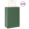 Sacs en papier 250 pcs avec poignées vert 21x11x31 cm 