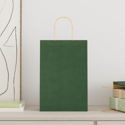 Sacs en papier 250 pcs avec poignées vert 21x11x31 cm 