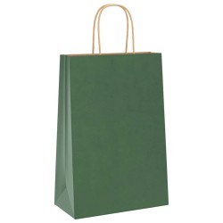Sacs en papier 250 pcs avec poignées vert 21x11x31 cm 