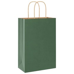 Sacs en papier 250 pcs avec poignées vert 21x11x31 cm 