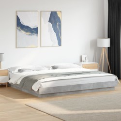 Cadre de lit sans matelas gris béton 200x200 cm 