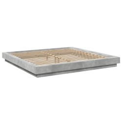 Cadre de lit sans matelas gris béton 200x200 cm 