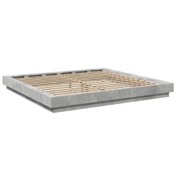 Cadre de lit sans matelas gris béton 200x200 cm 
