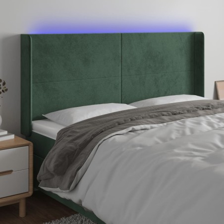 Tête de lit à LED Vert foncé 163x16x118/128 cm Velours 