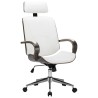 Chaise de bureau avec appuie-tête Blanc Similicuir et bois 