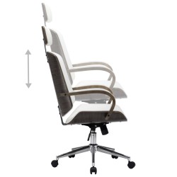 Chaise de bureau avec appuie-tête Blanc Similicuir et bois 
