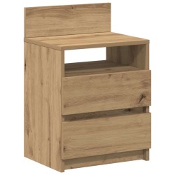 Table de chevet avec 2 tiroirs chêne artisanal 40x33x60 cm 