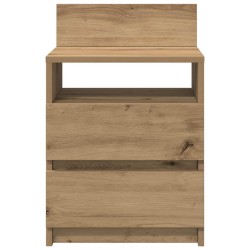 Table de chevet avec 2 tiroirs chêne artisanal 40x33x60 cm 