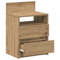 Table de chevet avec 2 tiroirs chêne artisanal 40x33x60 cm 