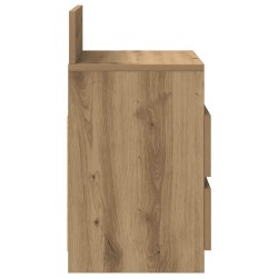 Table de chevet avec 2 tiroirs chêne artisanal 40x33x60 cm 